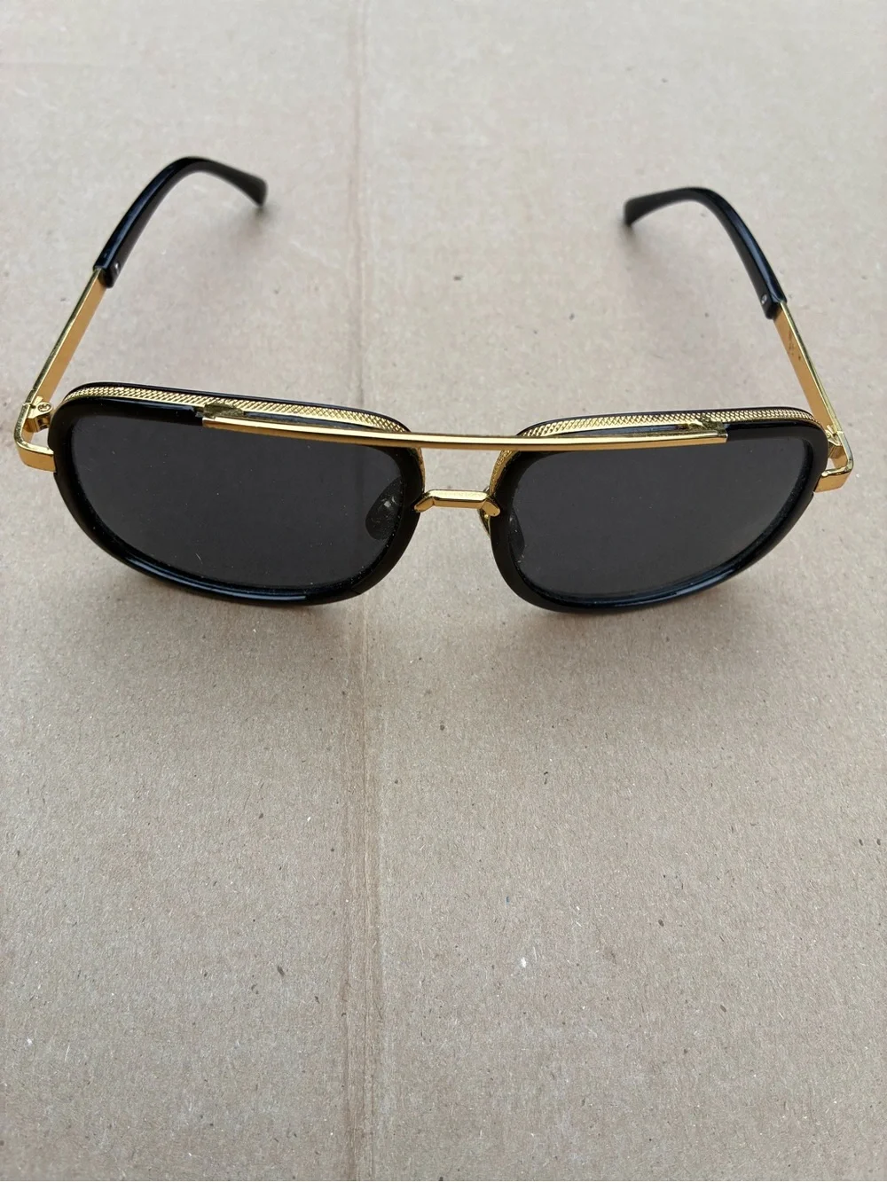 Gold Frame Black Lens Men's Sunglasses